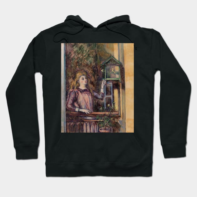 Girl with Birdcage by Paul Cezanne Hoodie by Classic Art Stall